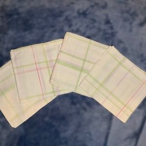 4 white pink green plaid shabby chic cloth table napkins soft cotton